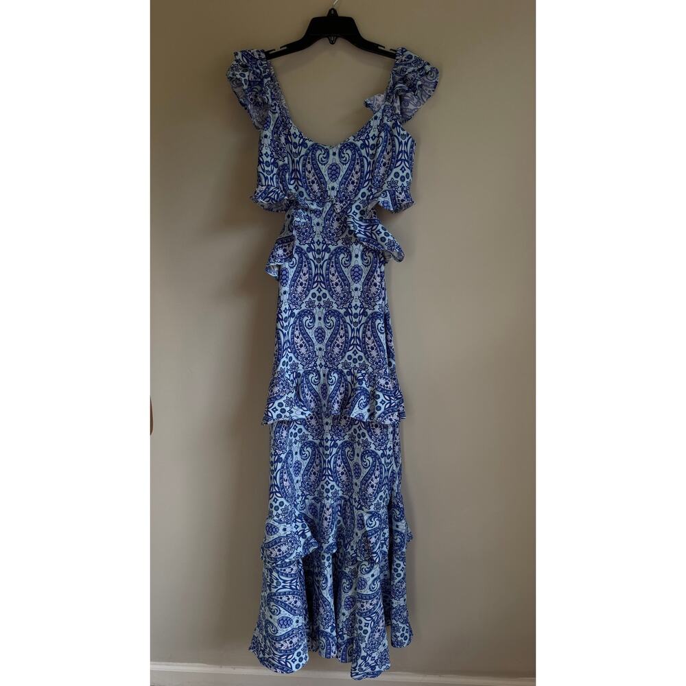Simply Southern Women’s Blue Paisley Cutout Ruffle Maxi Dress Size M Boho - Picture 12 of 12